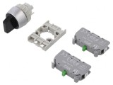 Comutator Rotativ 22mm IP65 Negru 3 Pozitii