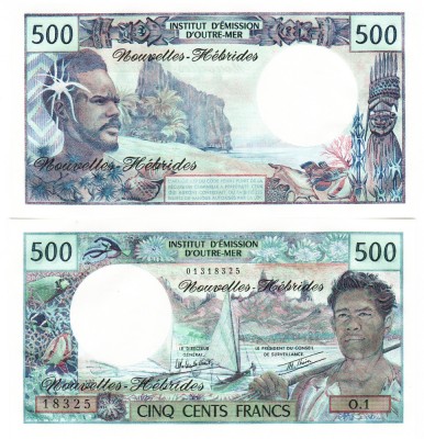 Noile Hebride New Hebrides 500 Francs Franci 1980 P-19c UNC foto