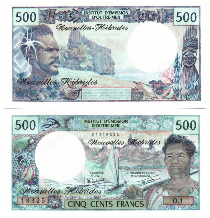 Noile Hebride New Hebrides 500 Francs Franci 1980 P-19c UNC