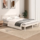 vidaXL Cadru de pat mic dublu 4FT, alb, 120x190 cm, lemn masiv de pin