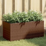 vidaXL Jardinieră de grădină cu 2 ghivece, maro, 72x30x32 cm poliratan 366423