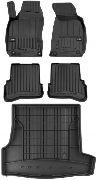 Set Covorase Auto Cauciuc Negro Volkswagen Passat B5 1996-2005 Sedan Pro Line Tip Tavita 3D 3D425514 + Tavita Portbagaj Negro Volkswagen Passat B5 199