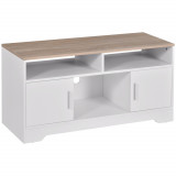 Mobilier pentru TV pana la 42&quot;, din fibra de lemn, 105x40x52cm, Alb si lemn natural HOMCOM | Aosom Romania