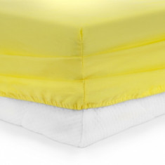 Cearceaf de pat cu elastic Yellow Heinner, 140x200 cm, 100% bumbac, galben