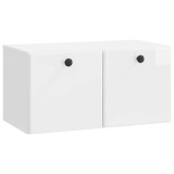 vidaXL Oglindă TV montată pe perete Alb foarte lucios Lemn prelucrat 899219