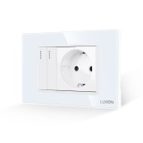 Cumpara ieftin Intrerupator Dublu + Priza cu Rama din Sticla LUXION, Standard Italian, 3M SmartElectro IntelligentHouse