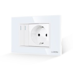 Intrerupator Dublu + Priza cu Rama din Sticla LUXION, Standard Italian, 3M SmartElectro IntelligentHouse