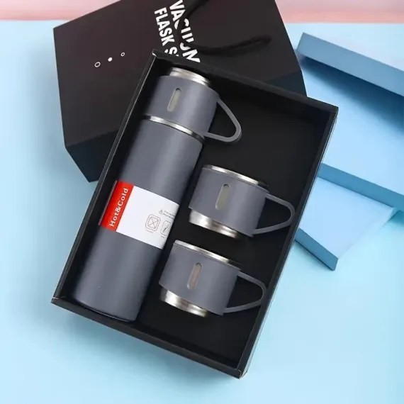 Set termos cu 2 cani extra, perete dublu vaccum