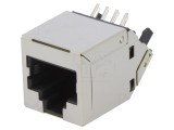 Soclu RJ45 Cat 6 Ecranat 8p8c THT &icirc;n Unghi