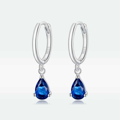 Cercei din argint model Lacrima - BLUE SAPPHIRE- cod ARG81A foto