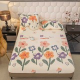 Cumpara ieftin Husa de Pat Cocolino cu Elastic si 2 Fete de Perna 50x70cm,180x200cm,Crem cu Flori -D169