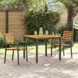 vidaXL Set de masă pentru grădină 3 pcs Negru Lemn Solid de Acacia 3284397