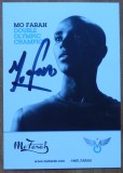 Autograf al dublului campion olimpic britanic de origine somaleza, Mo Farah, carte de vizita Iolanda Balas Soter, plic