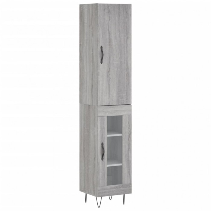 Dulap inalt, gri sonoma, 34,5x34x180 cm, lemn prelucrat