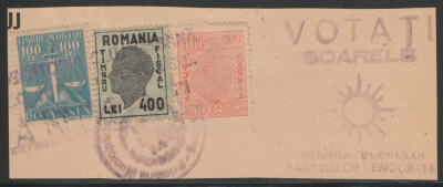 1946 Fragment act notarial Cluj cu stampila electorala Votati Soarele Semnul BPD foto