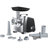 Masina de tocat carne ProPower MFW67450, 2000 W, functie reverse, accesoriu Kebbe, accesoriu carnati, storcator fructe si legume moi, negru/argintiu, Bosch