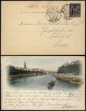 France 1900 Old postcard stationery Lyon to Zurich Switzerland - Ship Boat D.902