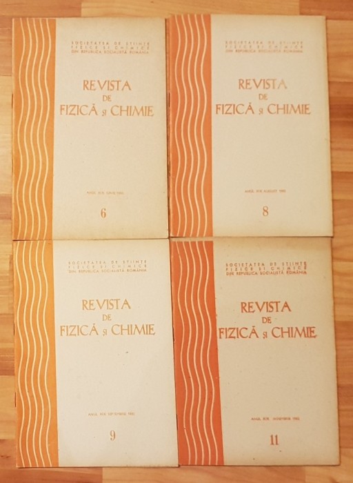 Set 4 reviste Fizica si Chimie din 1982 (Nr. 6, 8, 9, 11)
