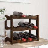 Suport sticle de vin, 12 sticle, maro, lemn masiv de pin GartenMobel Dekor, vidaXL