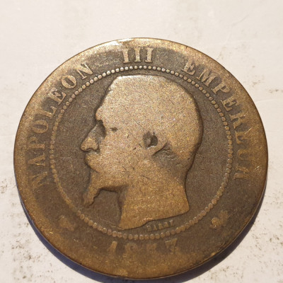 Franta 10 centimes 1853 D Napoleon III foto