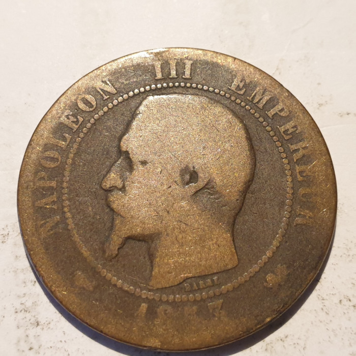 Franta 10 centimes 1853 D Napoleon III