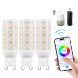 Cumpara ieftin Becuri LED Wi-Fi RGBCW Smart G9, compatibile cu Alexa/Google Home, AC 230V multicolor reglabile, 2700K-6500K, luminozitate reglabila 1%-100%, 4W, 400L