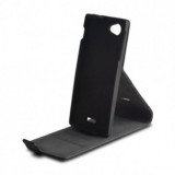 HUSA PIELE STAND SAMSUNG GALAXY ACE 3 S7270 SLIM FLIP NEGRU