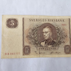 Suedia 5 Kronor 1961 Noua