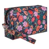 Portfard Floral Negru cu Maner &ndash; Organizator Cosmetice, CMCLASS