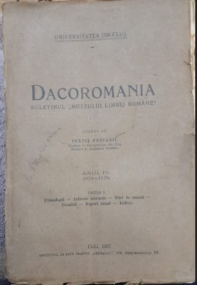 DACOROMANIA, ANUL IV, 1924-1926 de SEXTIL PUSCARIU - CLUJ, 1927, 1964 pag CVP foto
