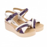 Sandale dama, casual, alb si mov ,din piele naturala, cu platforma de 7 cm - S103AMOV2