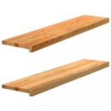 vidaXL Pervaz 2 buc lemn masiv de maro deschis 110x25x2 cm