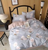 Cumpara ieftin Lenjerie De Pat Saga Xf036, Bumbac, 4 Piese, Fara Elastic, Imprimeu, Roz