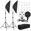 Kit 2 softbox geanta de transport, montura penntru 4 x soclu prindere E27, 8x bec LED 20W, Andoer