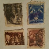 4 Timbre. Poșta Rom&acirc;nă. Regele Mihai I, 1928, 25 Bani. Timbrul aviației, 1932, 2 Lei. Fondul aviației, 1936, 1 Leu. Timbrul aviației, 1932, 1 Leu., Romania 1900 - 1950, Aviatie