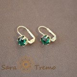 Cercei simpli si clasici cu cristal zirconia verde intens