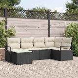 VidaXL Set de canapele pentru grădină 6 pcs Negru Rattan poli