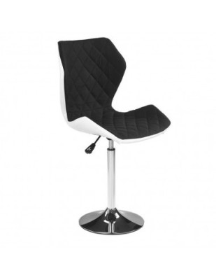 Scaun de bar HM Matrix 2, Ergonomic, Baza fixa, Cadru Cromat, Stofa/Piele ecologica, Inaltime ajustabila, Rotativ, 100 Kg, Alb/Negru foto