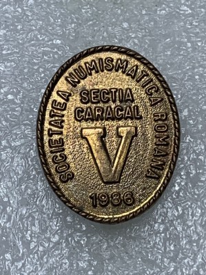 Insigna SNR secția Caracal V 1986 foto
