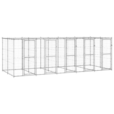 vidaXL Padoc c&amp;acirc;ini de exterior cu acoperiș, 12,1 m&amp;sup2;, oțel galvanizat foto
