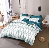 Cumpara ieftin Lenjerie de pat matrimonial cu husa elastic pat si fata perna patrata, Alby, bumbac mercerizat, multicolor