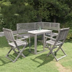 vidaXL Set mobilier bistro, 4 piese, gri, lemn masiv de acacia foto