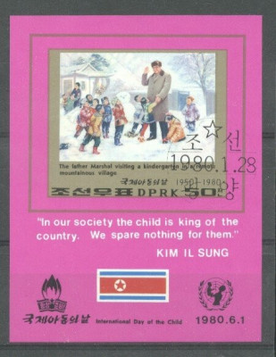 Korea 1980 Famous people, Kim II Sung, imperf. sheet, used T.306 foto