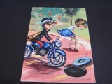 Carte Poștală Franța &ndash;Motocicletă Ilustrație Vintage, Circulata, Franta, Printata