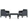 Set Mobilier Gradina Gossi, 3 Piese, Ratan PP Antracit, Perne Incluse, Masa 58x58 cm, Scaune 63x65 cm