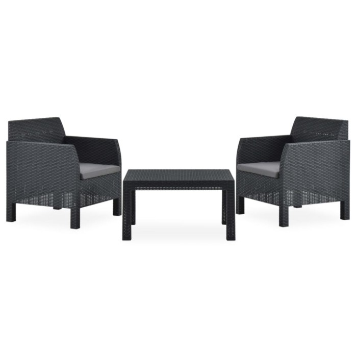 Gossi set mobilier de gradina cu perne, 3 piese, antracit, pp ratan