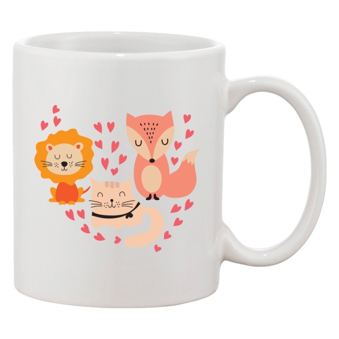 Cana alba personalizata &#039;Little animal in love&#039;, INOVATIX&reg;. 330ml