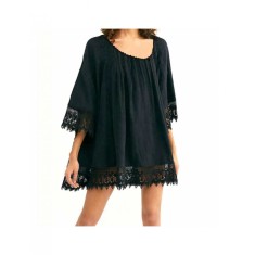 Tunica Rochie de plaja aerisita usoara si delicata culoare Neagra Universala