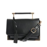 Geanta neagra eleganta cu maner metalic si detalii aurii