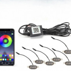 Set 4 lampi cu LED RGB control prin aplicatie telefon. Diverse jocuri de lumini